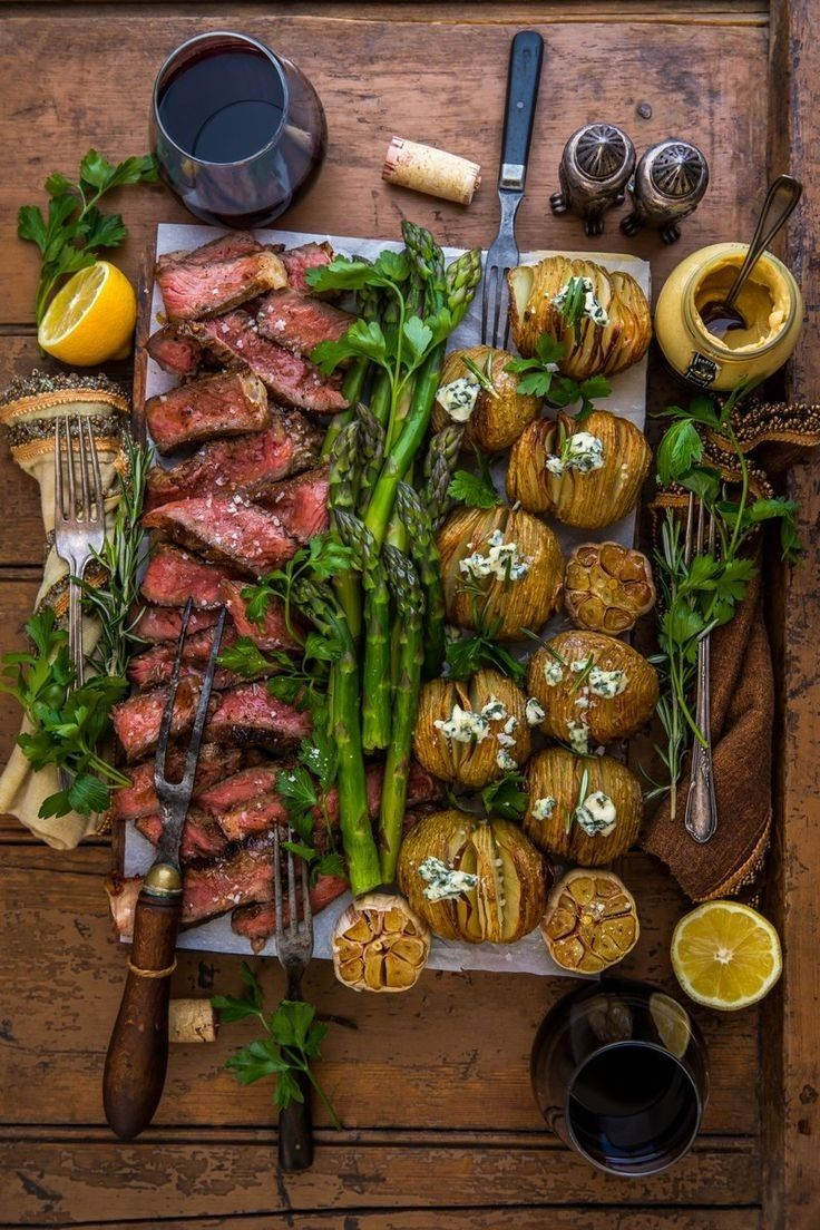 Night Menu Platter - steak and potatoes w greens