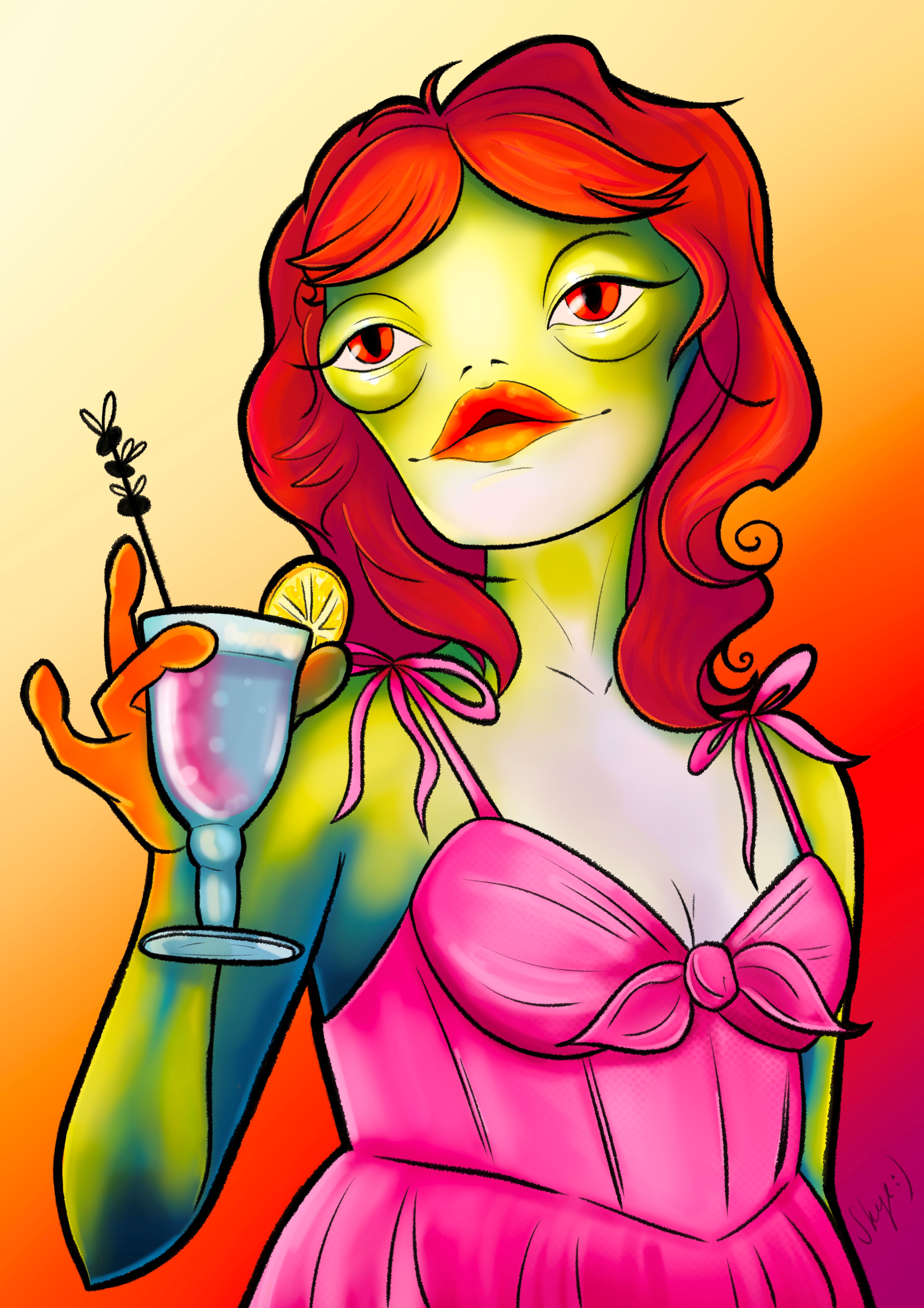 illustration of a frog lady