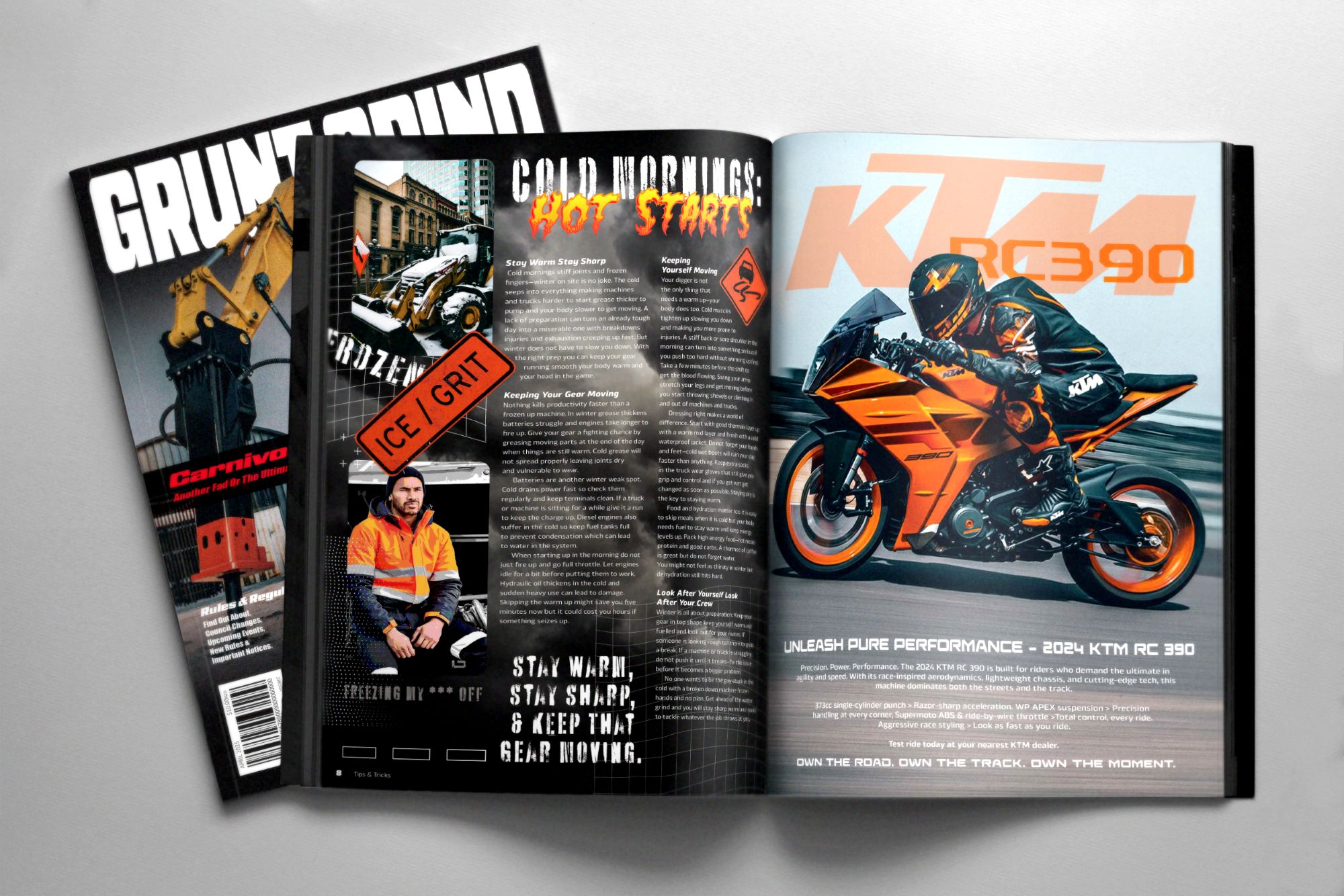 article and ad spread